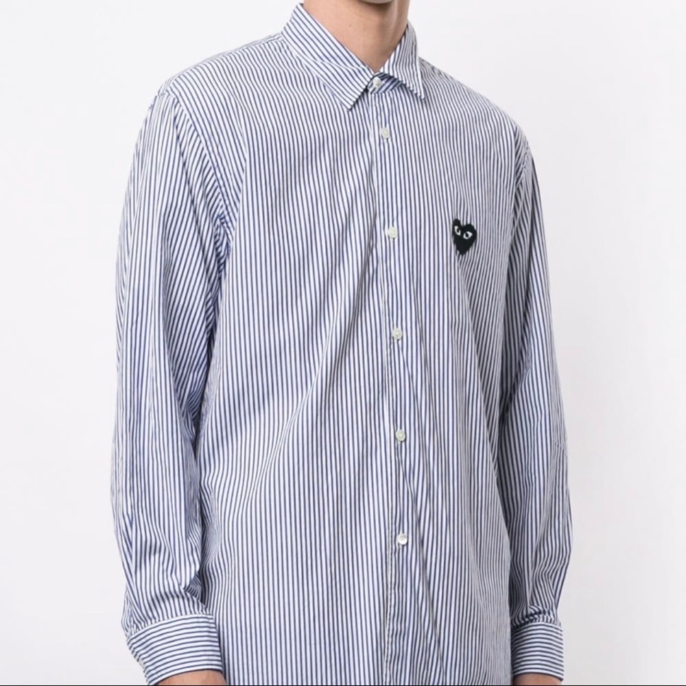 CDG PLAY Logo-Patch Striped Shirt